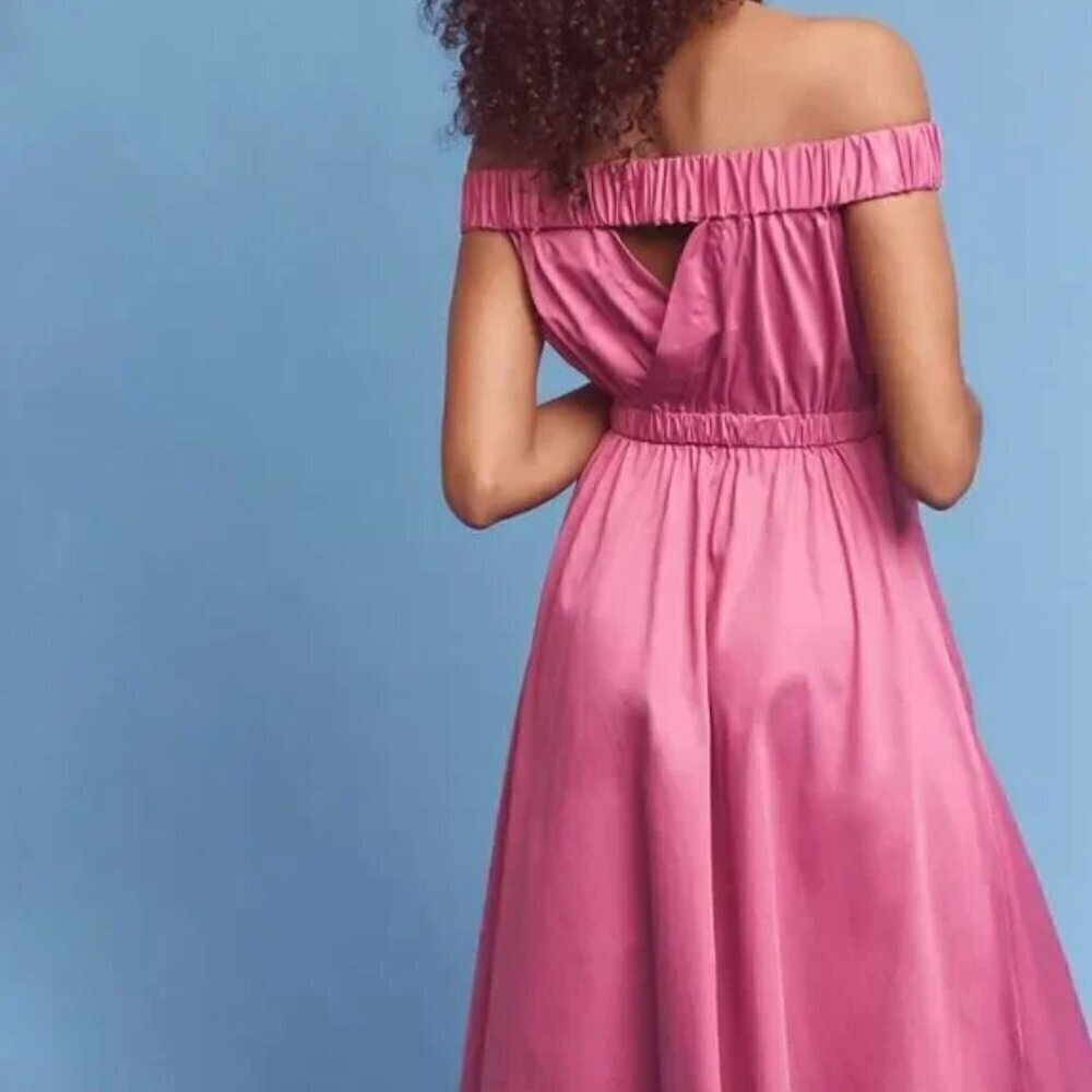 Anthropologie Mona Pink Off-the-Shoulder Dress  MEDIUM